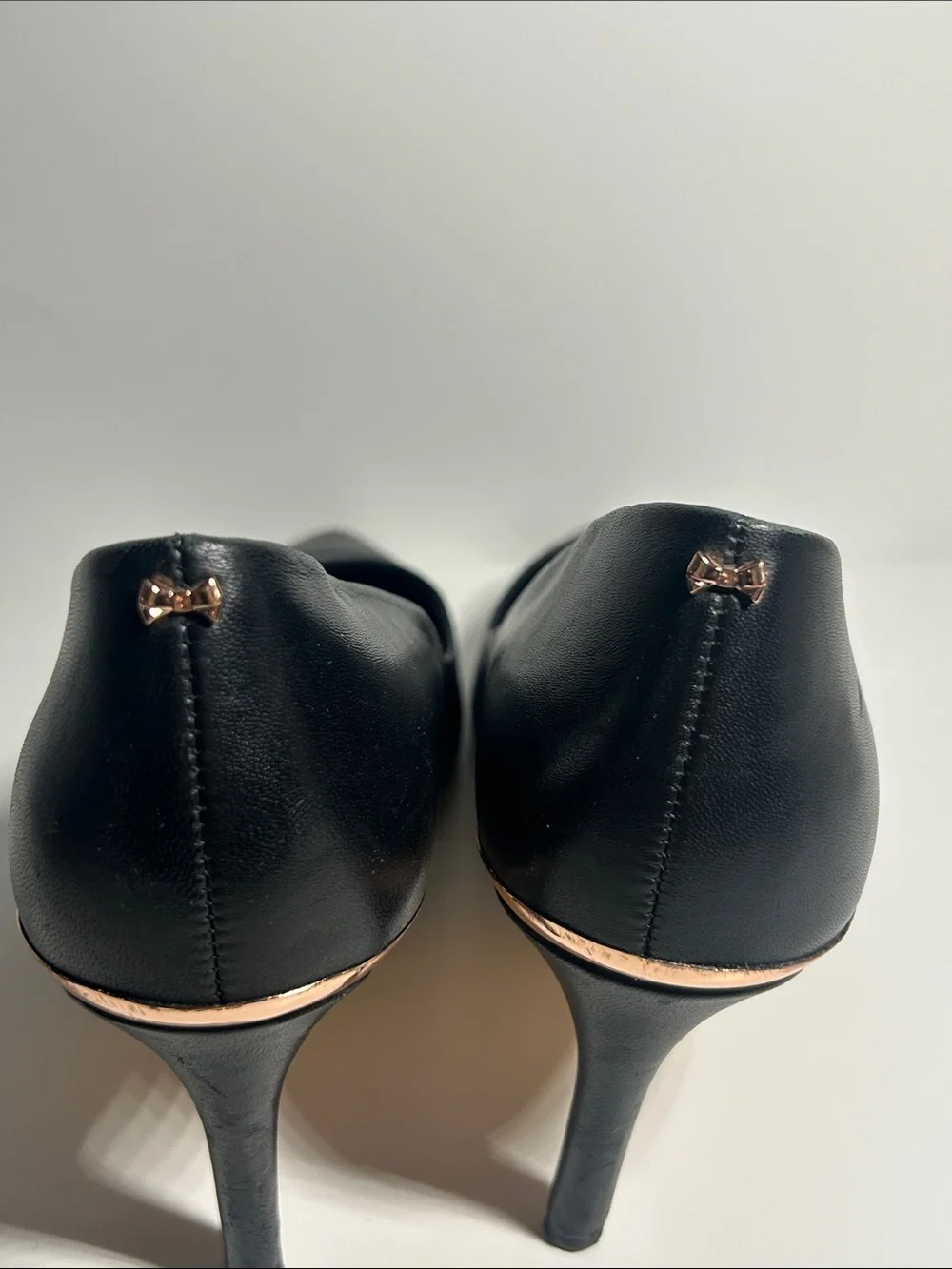 Ted Baker Black Pointed Leather Pumps with Sleek Heel